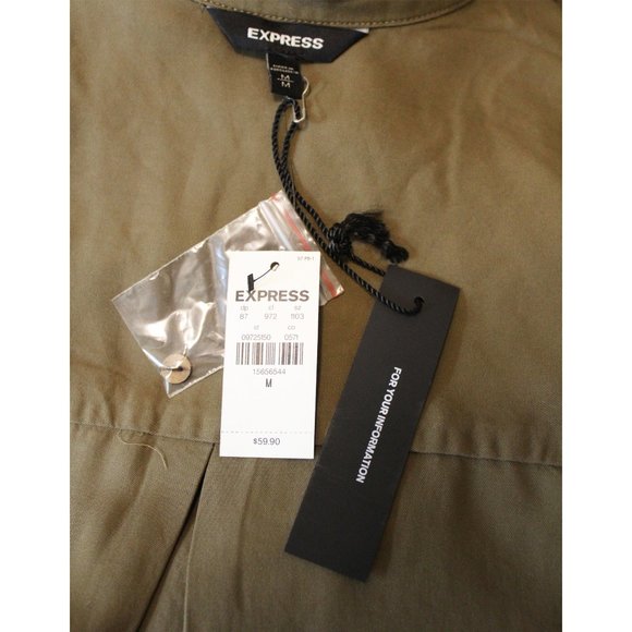 Express Military green Button up shirt with side ties - Picture 5 of 5